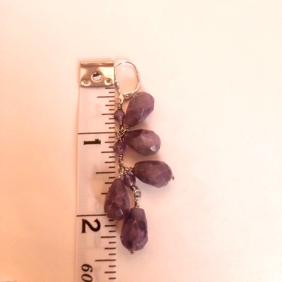 Chevron Amethyst Sterling Gemstone Dangle Earrings - Picture 3 of 3